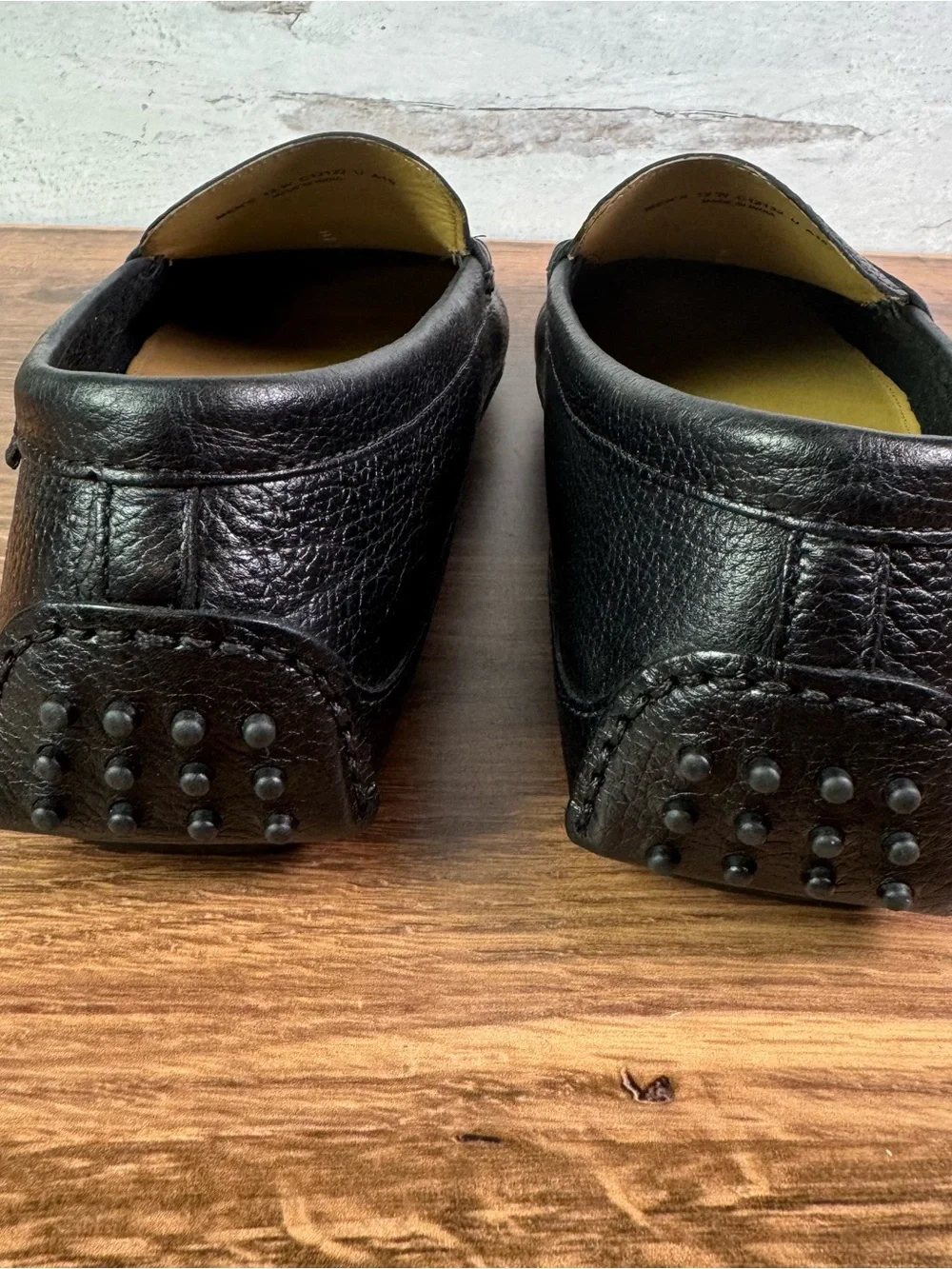 New In Box, Cole Haan Grant Canoe Penny Loafers Black Pebbled Leather 12 W. - Picture 4 of 9